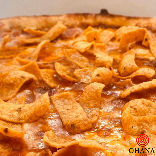 Crunchy Fries, salsa bbq, mozzarella, bacon, queso cheddar, (fuera de cocción fritos)